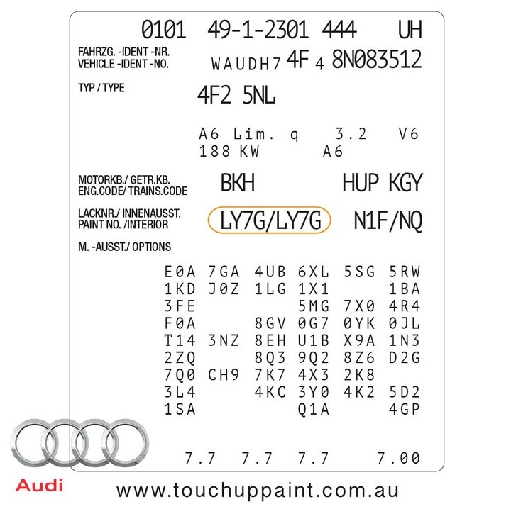 Paint Code Location 2015 Audi Tt