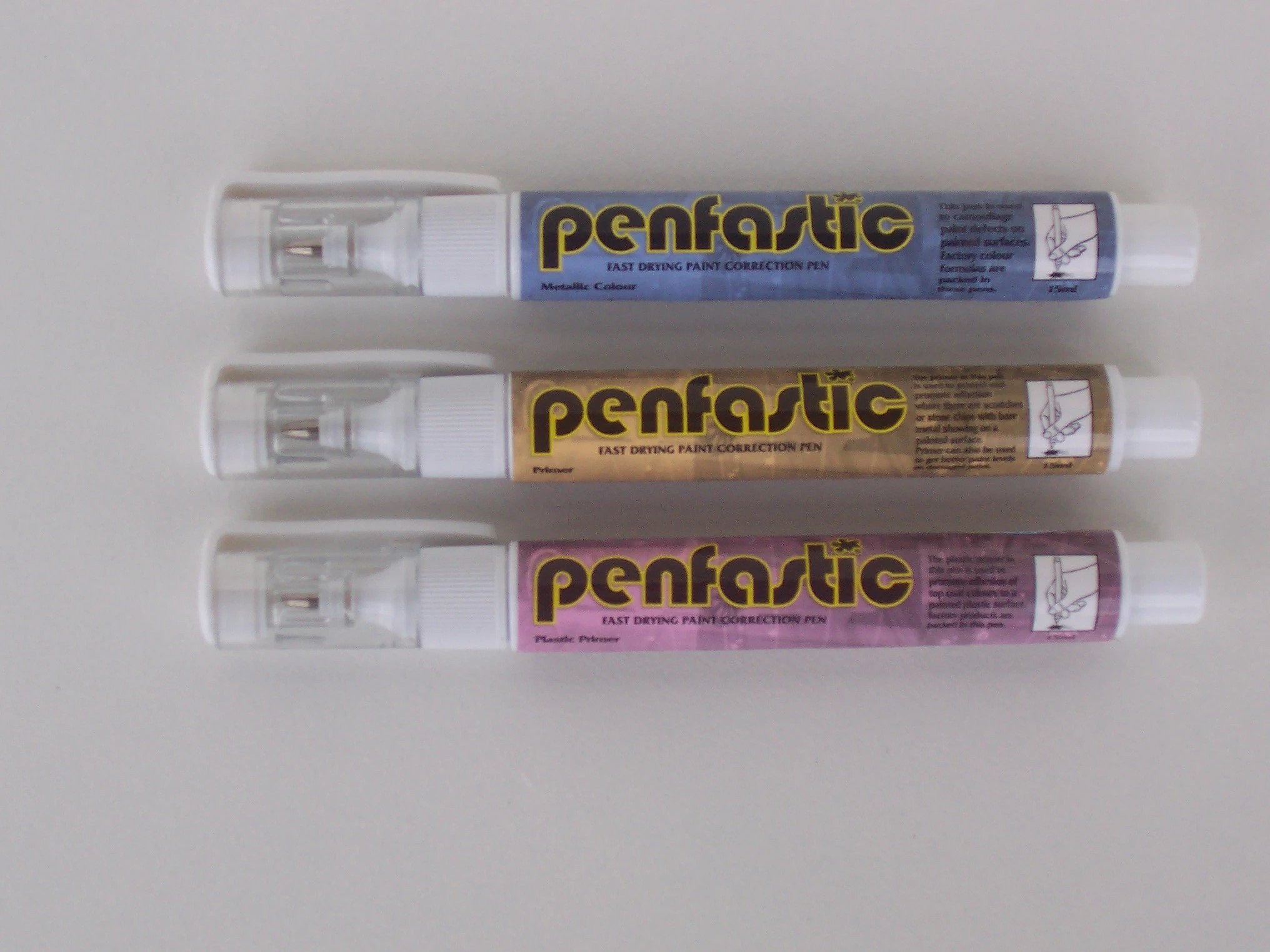 Non Metallic Color + Metal + Plastic Car Touch Up Paint 3 Pen Kit 